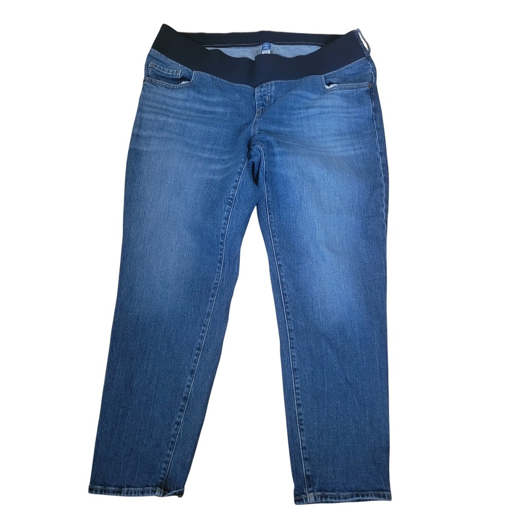 Old Navy Maternity O.G. Straight Jeans Women 16 Long Blue Excellent Low Panel